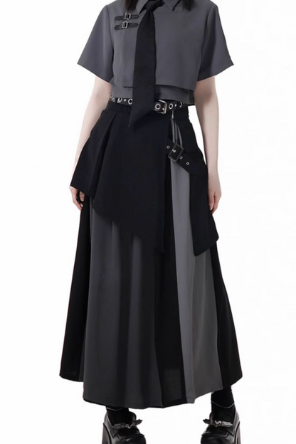 Mode tie short shirt + culottes ++ asymmetrical skirt + long skirt