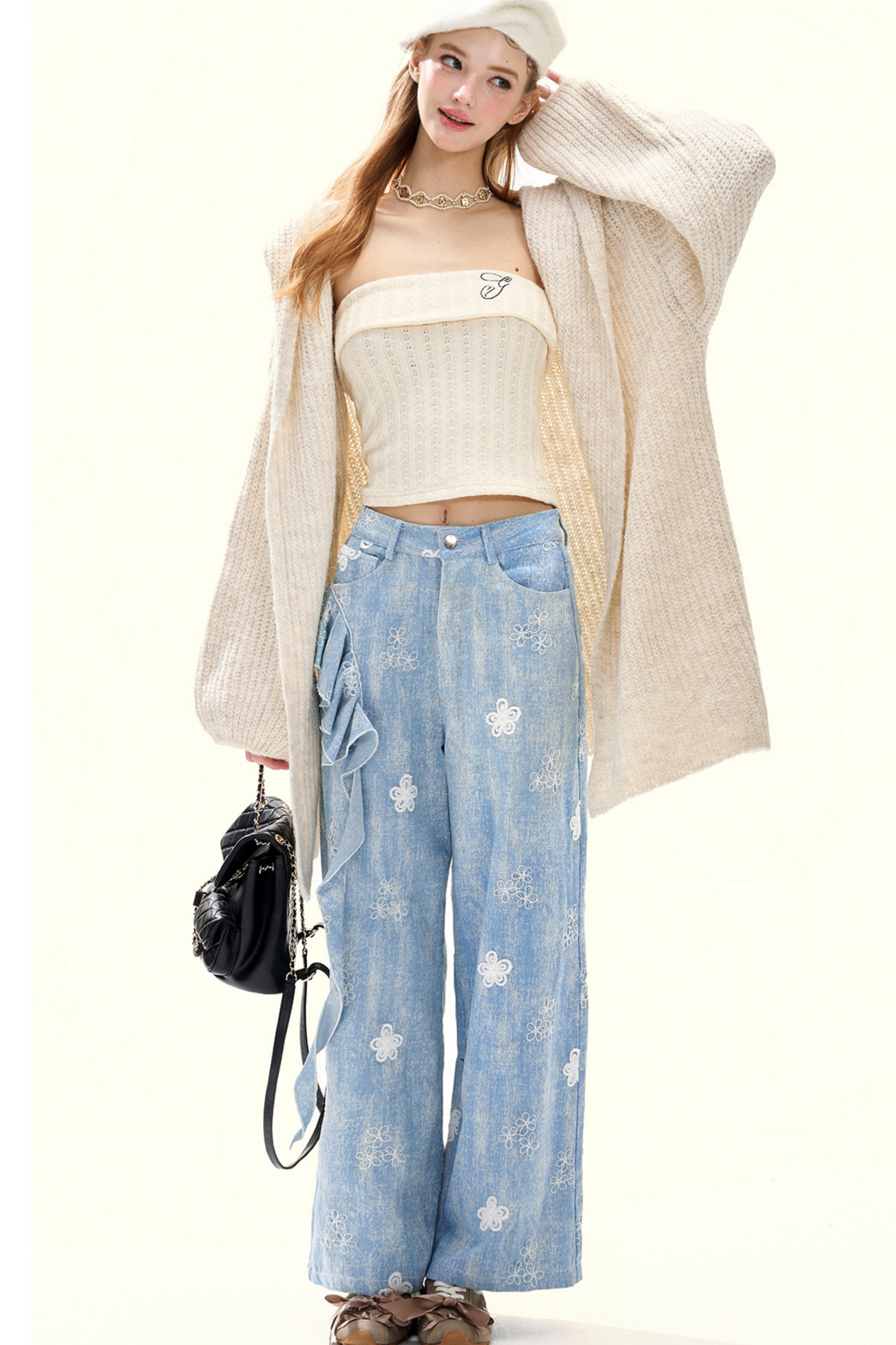 ロゴインナースリムニットトップス