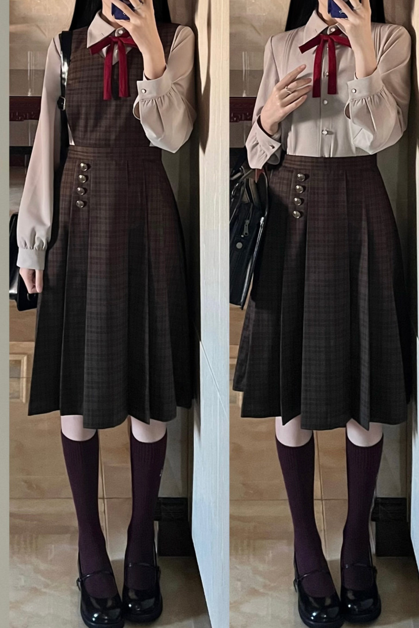 Retro College Jacket + Shirt + Skirt + Badge + Tie