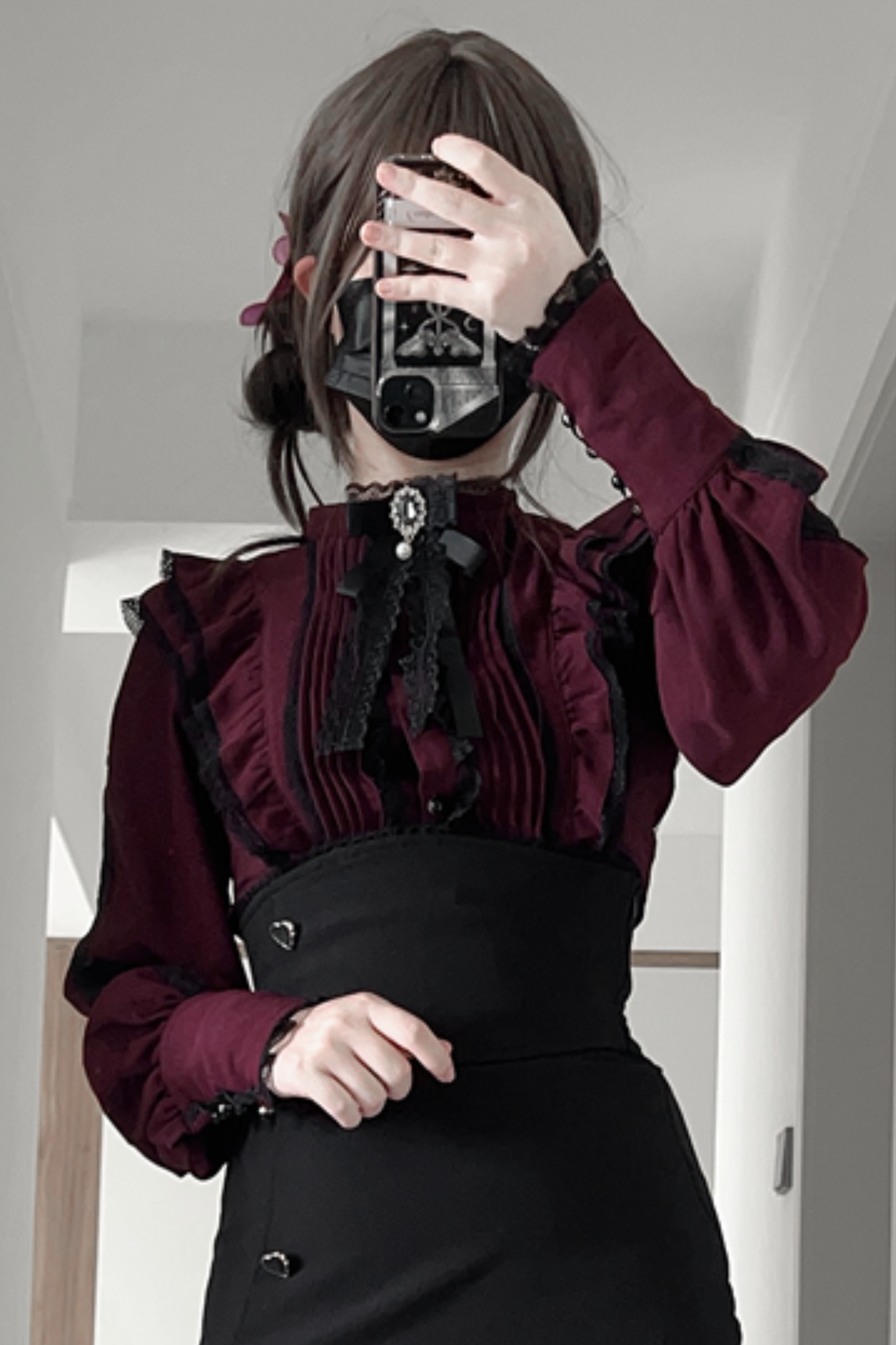 【数量限定】Heartbeat Love Songクリアエレガントリボンシャツ＋フィッシュテールスカートセット