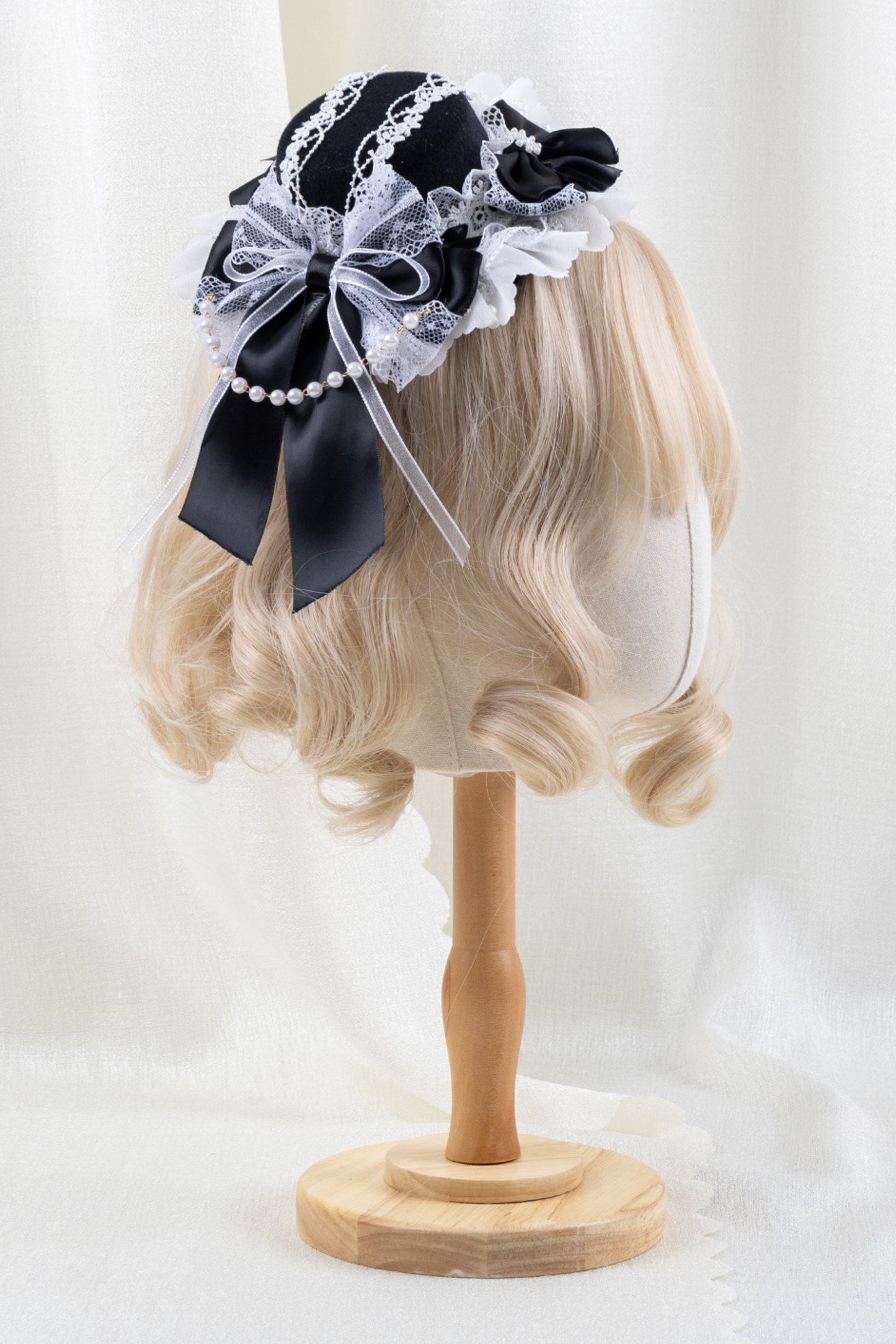 エレガントロリータボンネット+ヘアバンド+リボンクリップ+ハットクリップ+スリーブ