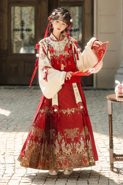 Gorgeous retro china top + skirt + vest + shoulders
