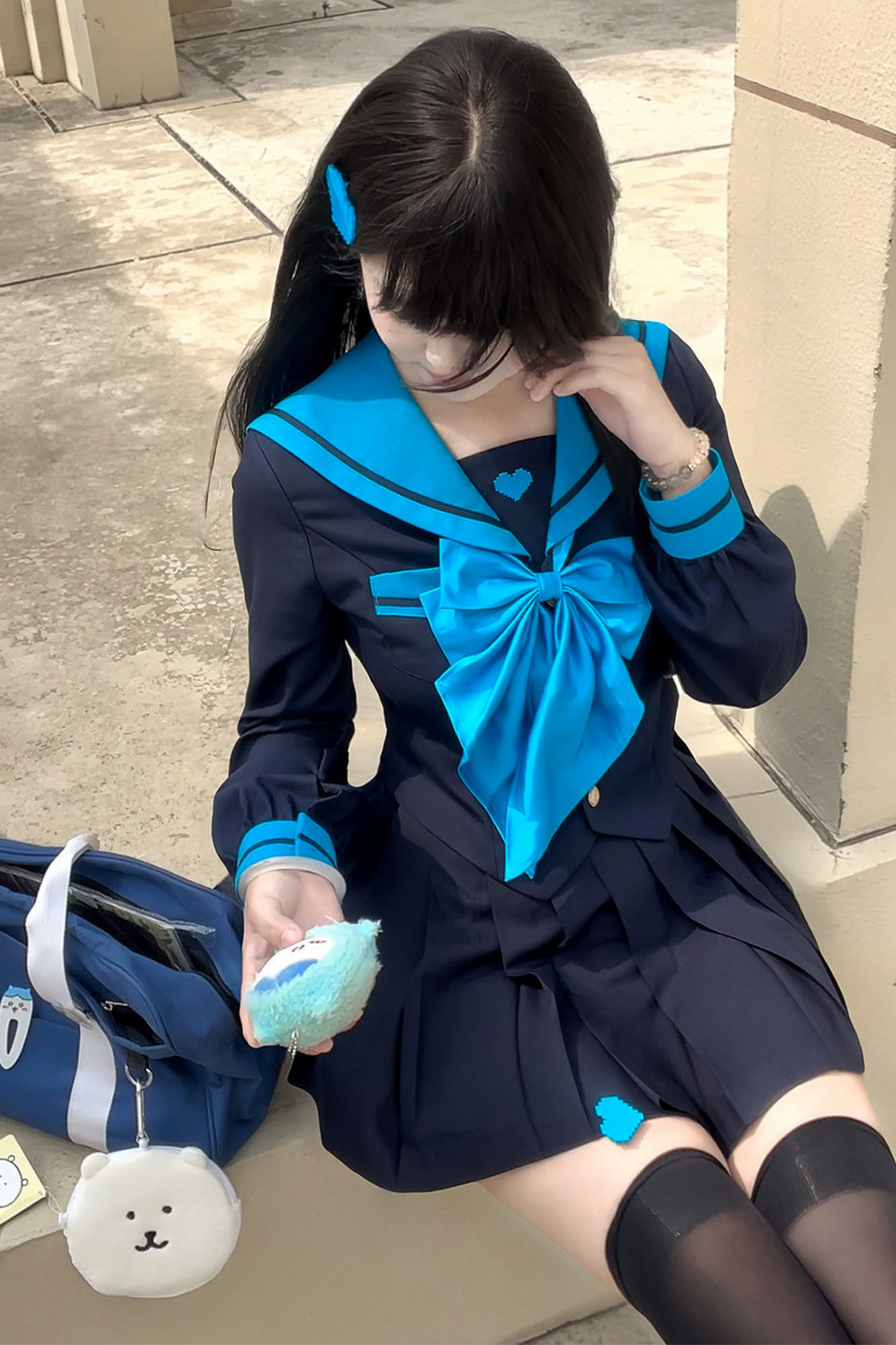 アニメーションヒロインセーラートップス＋プリーツスカート＋レッグカバー