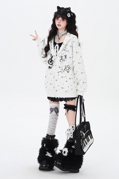 ノートジャンピングポルカドットフードパーカー