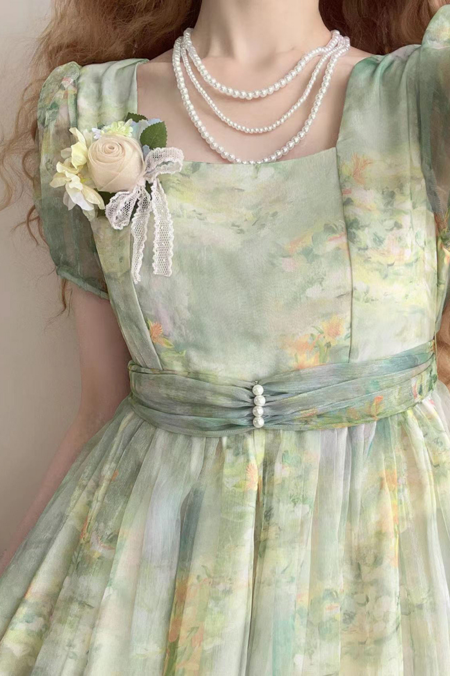 マーブルアートハイウエストマークロリータドレス