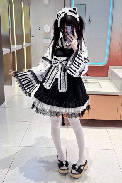 キャットダークエンジェルレースフローラルドレス+ヘアバンド