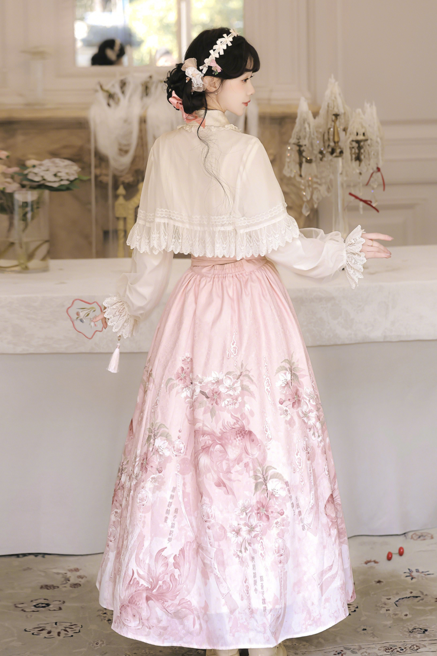 スイートフラワーショール+ブラウス+スカート