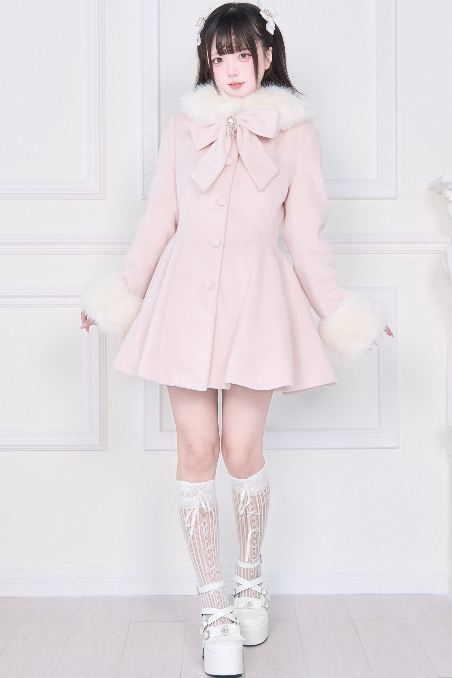 ビッグリボンフレアコート