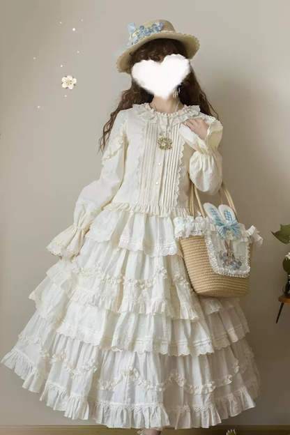 Rabbit Berry Embroidery Print Dress + Bonnet + Hat