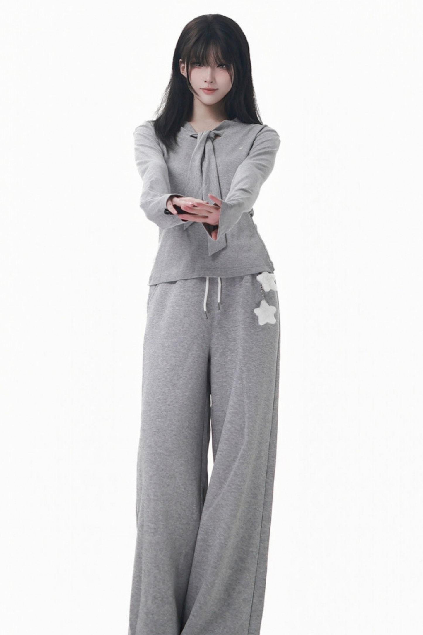 マルチカラーボタンリボントップス