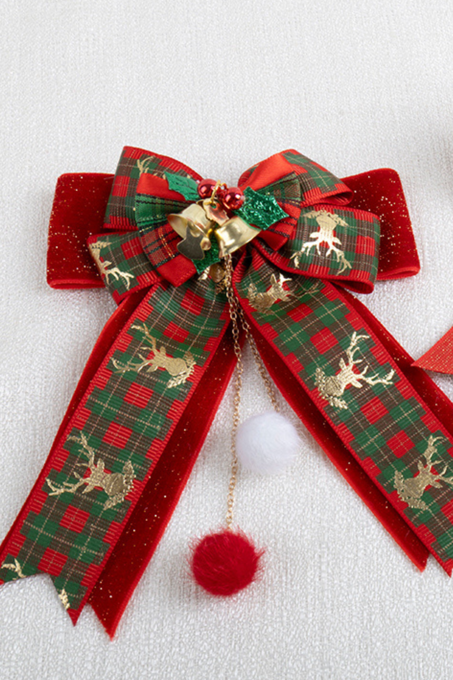 クリスマスレーススイートヘッドバンド+ハットクリップ+リボンクリップ