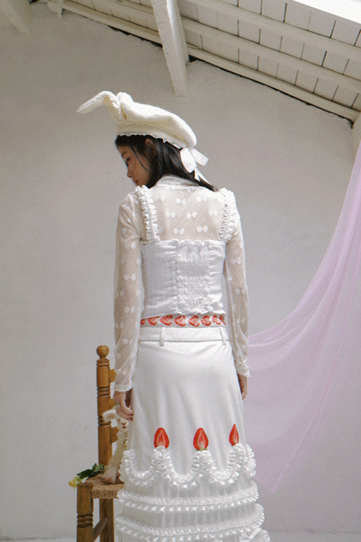 Cherry Jacquard Turtleneck Top