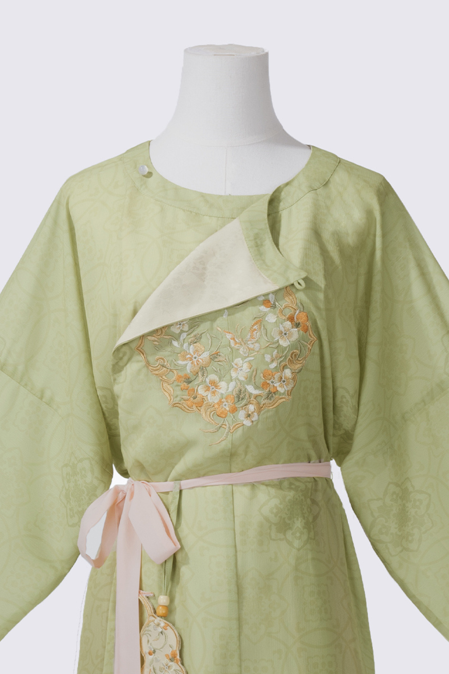 Retro Round Neck Robe China Top + Balloon Pants