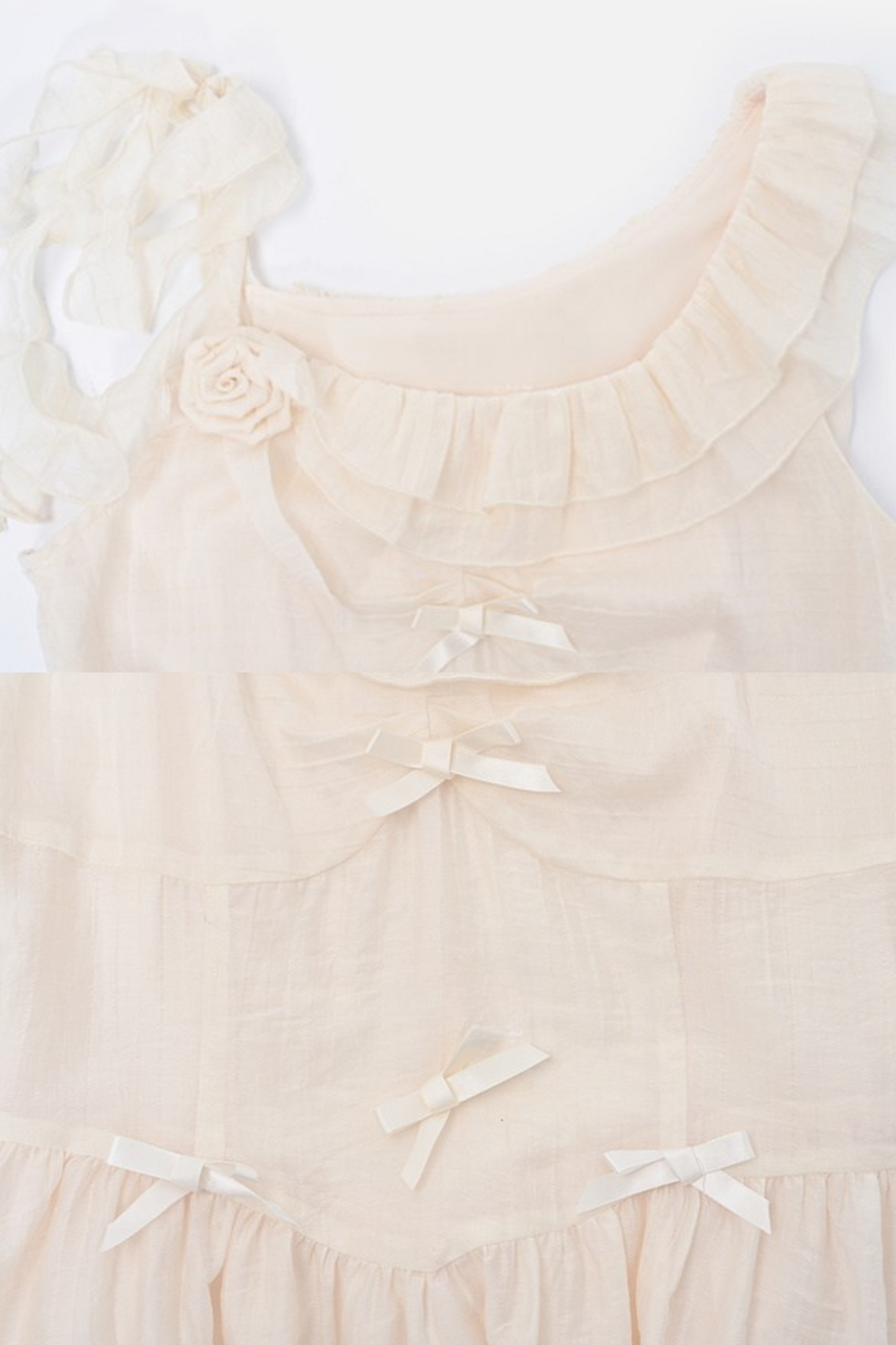 Sweet Sheer Design Ribbon Two Wear Dress