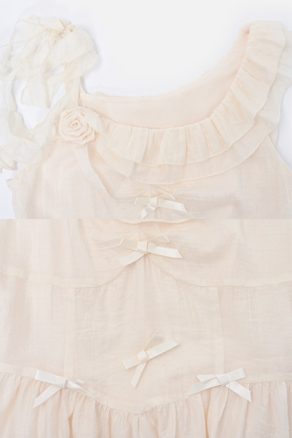 Sweet Sheer Design Ribbon Two Wear Dress