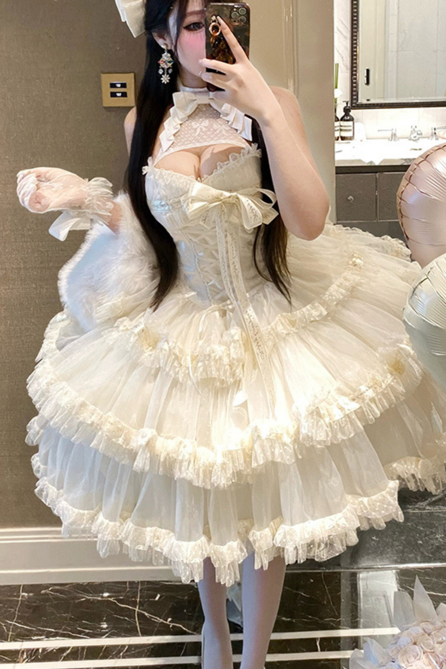 Ribbon Halter Neck Slim Lolita Dress