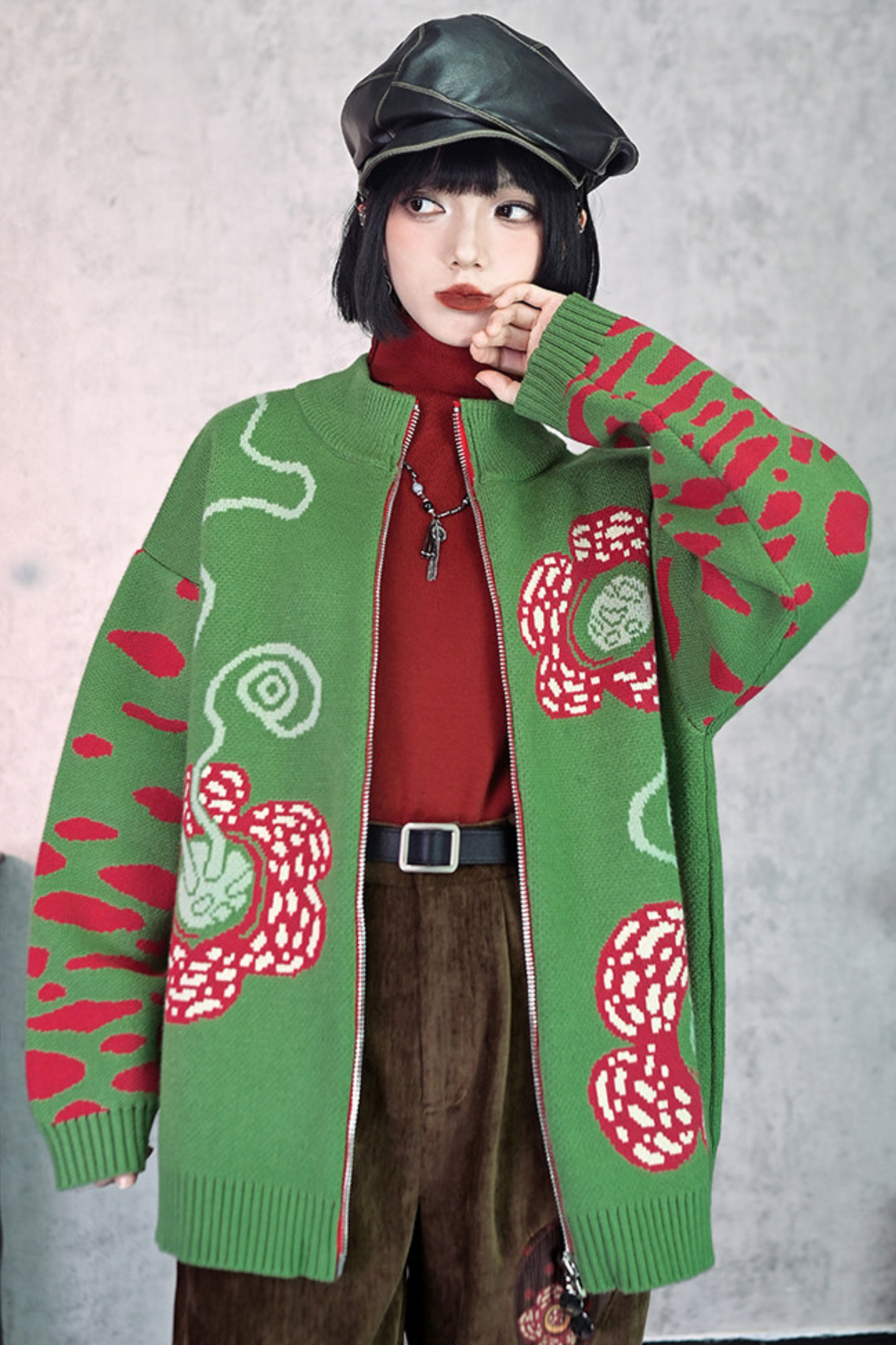 Rafflesia Flower Pop Zip Cardigan