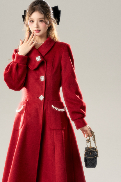 Retro Girl Flared Wool Coat