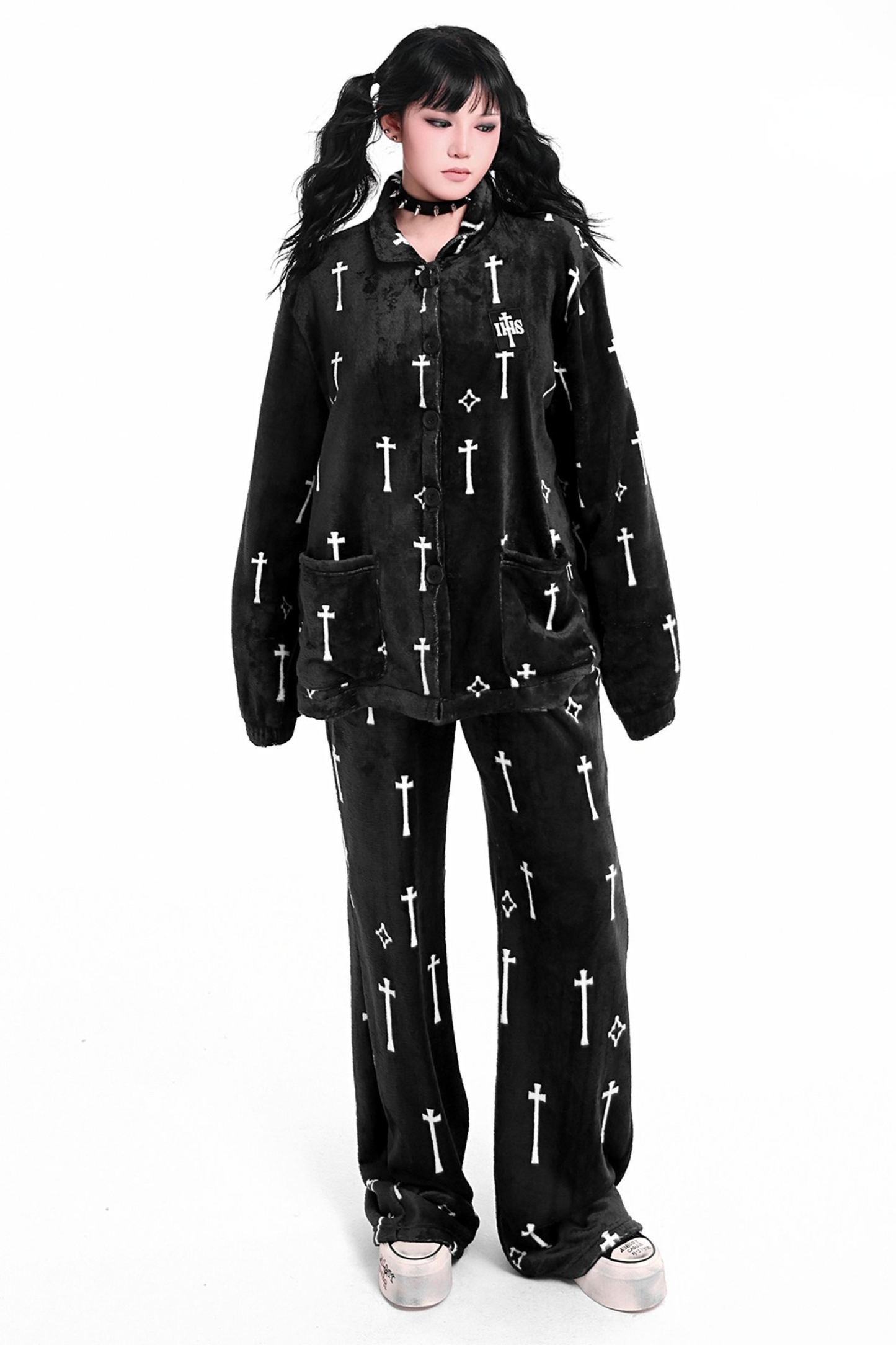 ゴシッククロスフランネルナイトガウンコート+ルーズパンツ+ジャケット