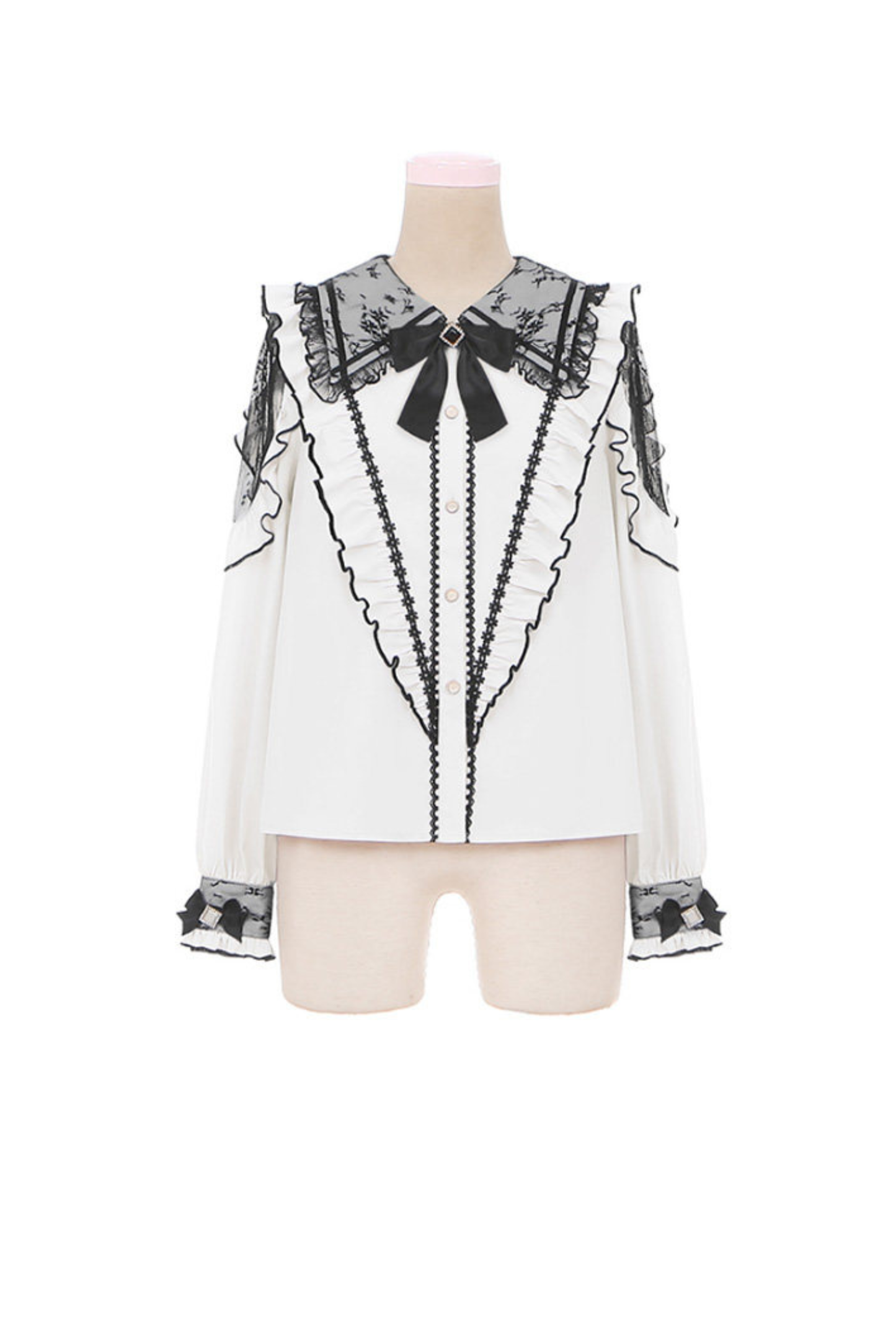 레이스 다크 셔츠 + 플레어 스커트