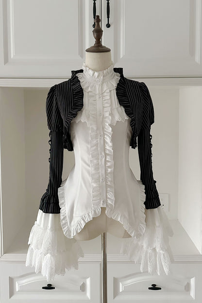 【12月6日予約締切】クロスノクターンゴシックダーク・ストライプレイヤードトップ＋クロスローズ・ストライププルアップスカート