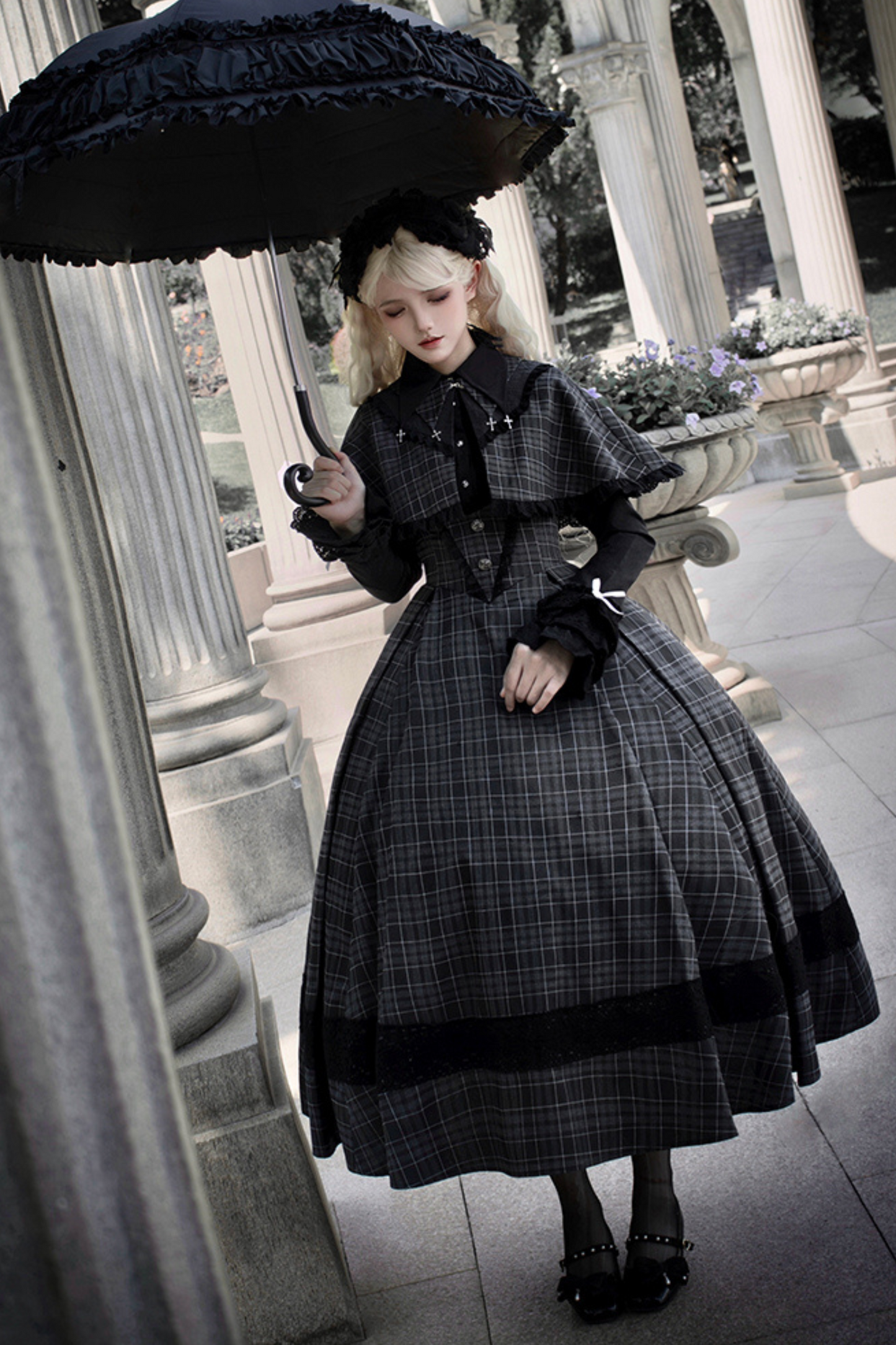 [Reservation product] Gothic School Balloon Volume Skirt+Frill Shirt+Elegant Show