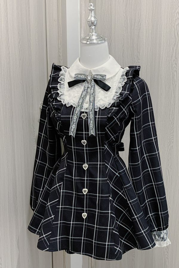 【予約商品】地雷チェックトップス+インナーチェックパンツ