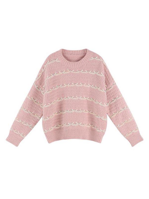 ステッチボーダーオーバードロップニット