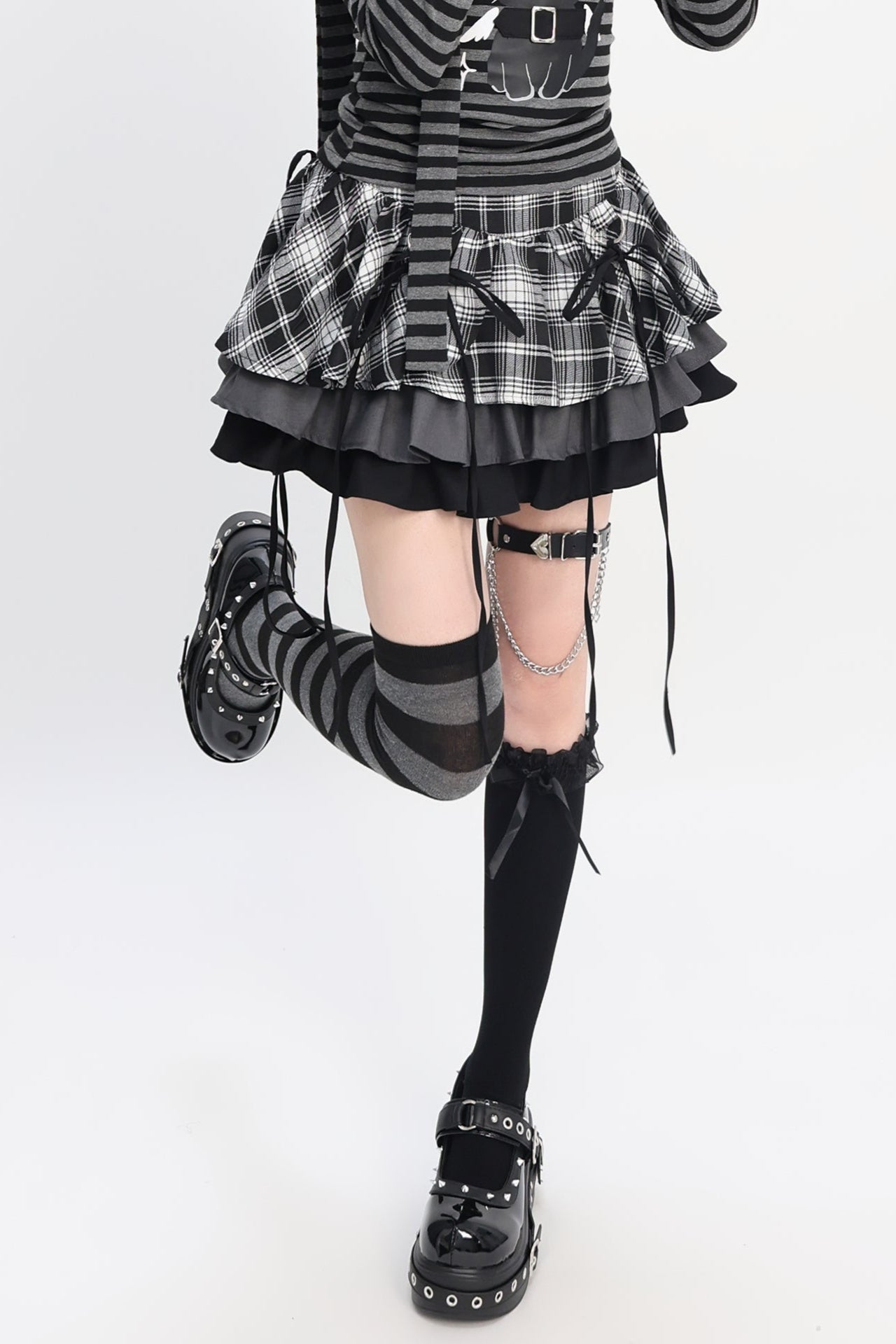 ダークチェックパンクスカート