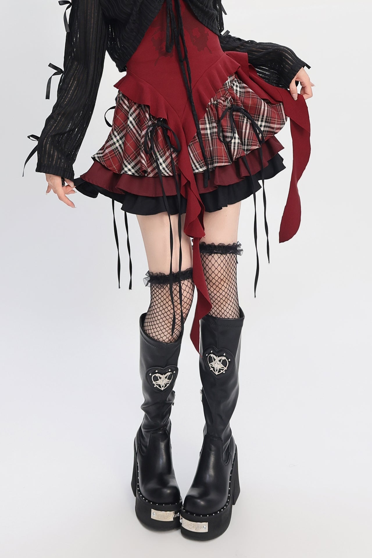 ダークチェックパンクスカート