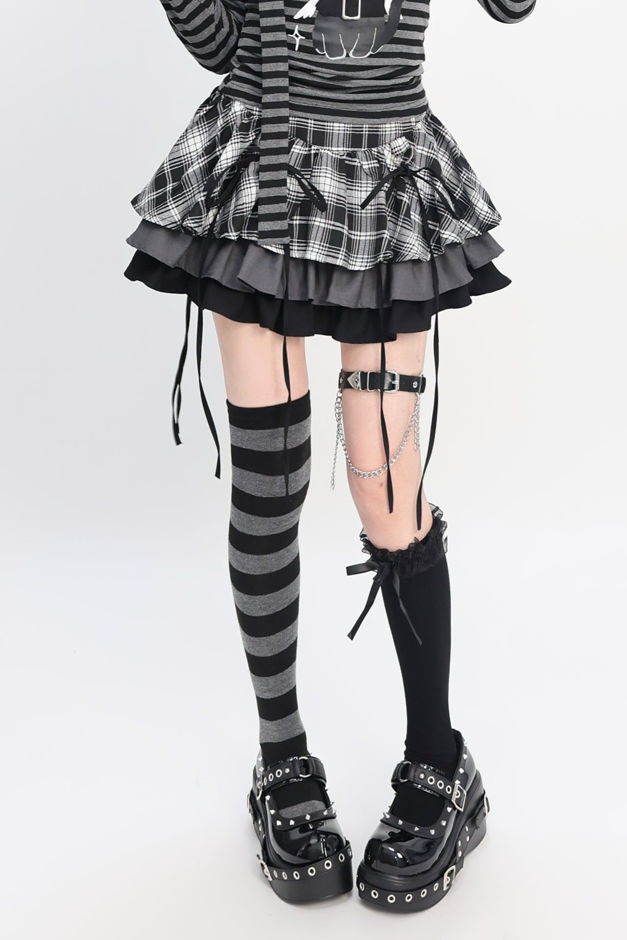 ダークチェックパンクスカート