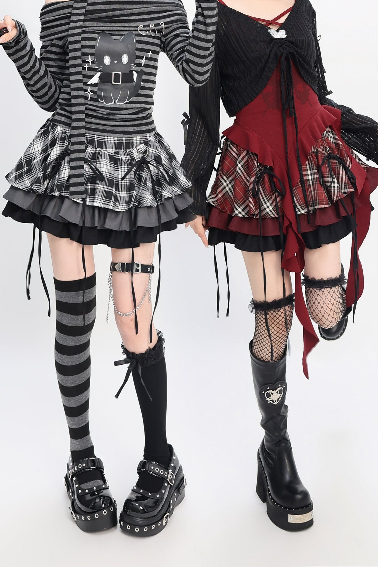 ダークチェックパンクスカート