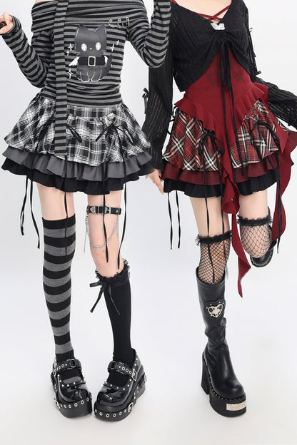 ダークチェックパンクスカート