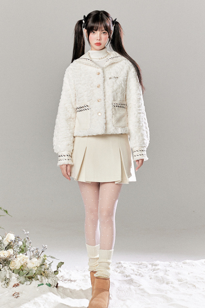 Snow Sweet Furcoat + Pleated Skirt