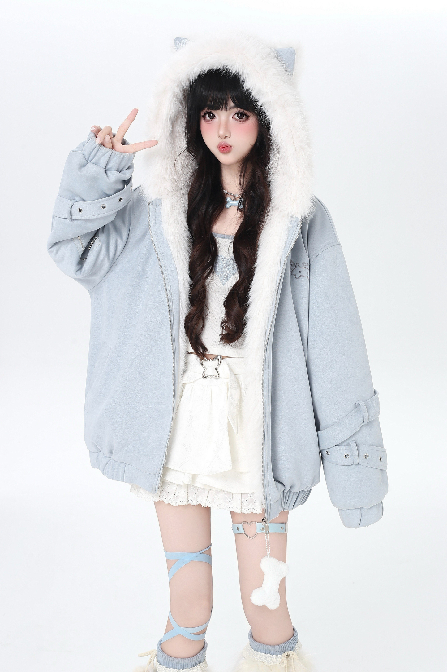 Cat Ear Hood Fur Jacket