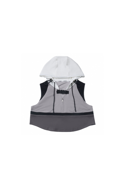 モードカジュアルレイヤードベスト+Tシャツ+ワイドパンツ+ワンピース