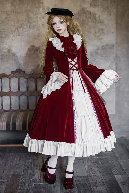 クラシカルエレガントドレス+カラー+リボン+ハット