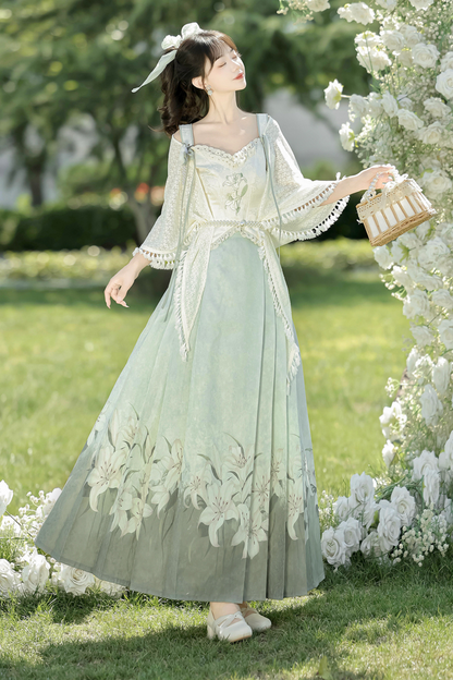 Flower Garden Retro Skirt + Camisole + Long Shawl