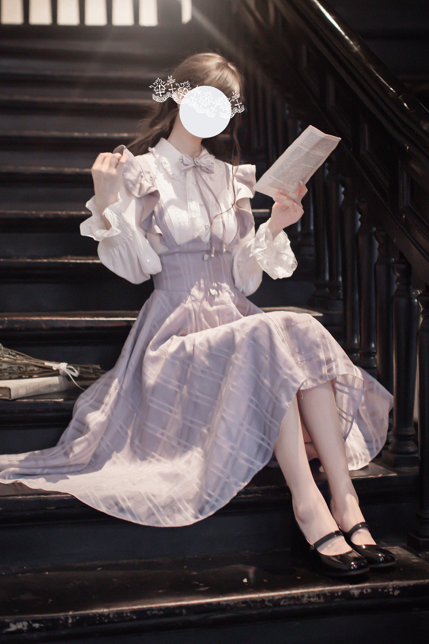 Retro sweet ruffle skirt + shirt + ribbon