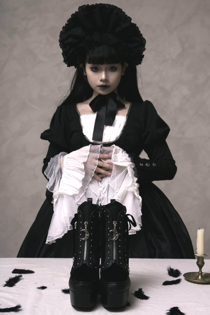 [Vorbestellung bis 18. März] Gothic-Puppen-Schleifen-Stiefeletten