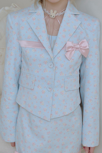 フローラルスイートリボンジャケット＋タイトスカート