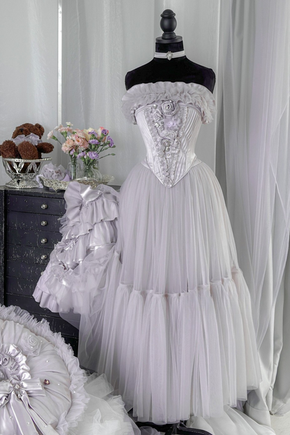 ビクトリアフラワーチューブトップス＋ショートスカート＋ロングスカート＋ガーゼスカート＋アームリング＋チョーカー