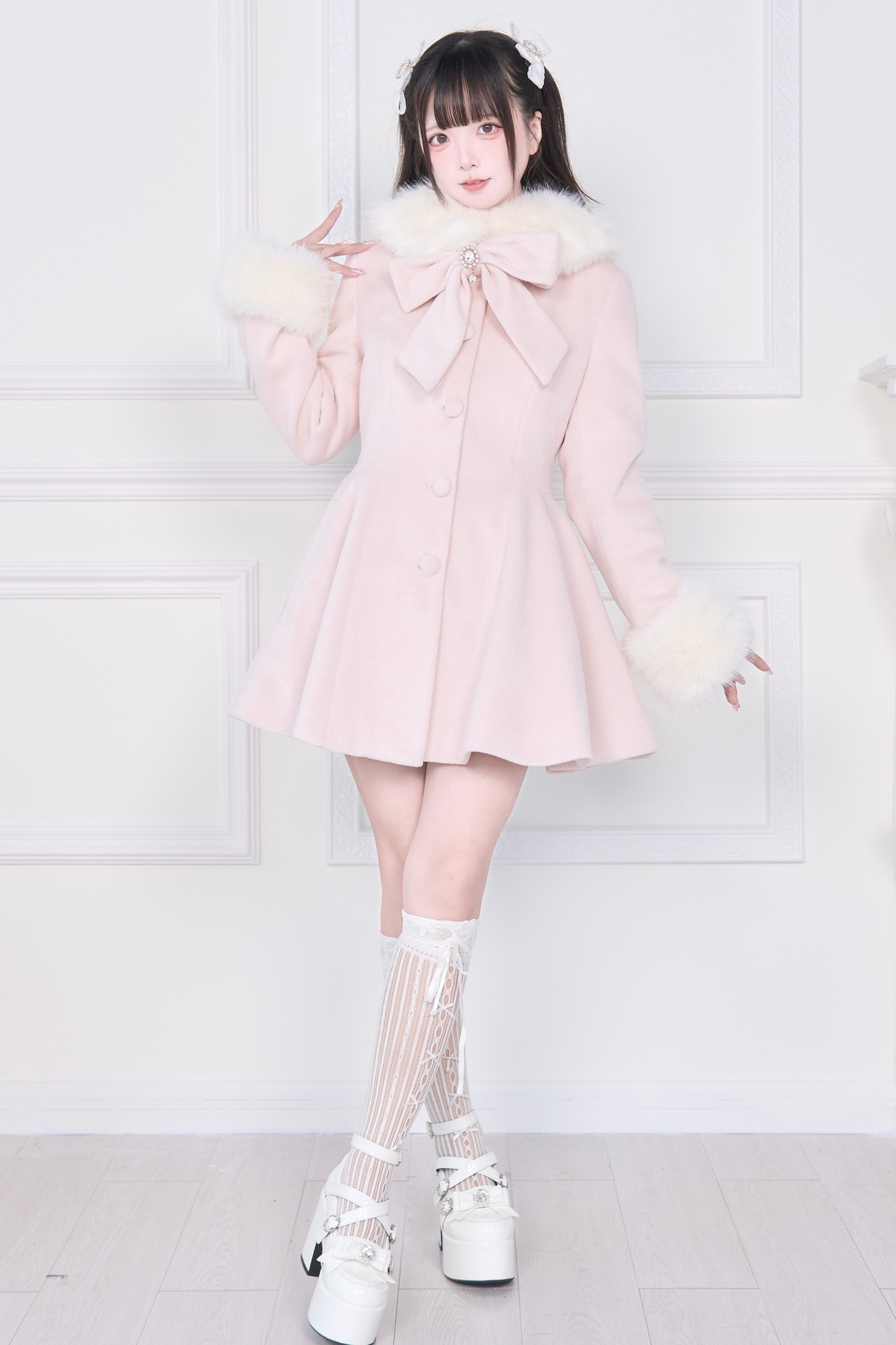 ビッグリボンフレアコート