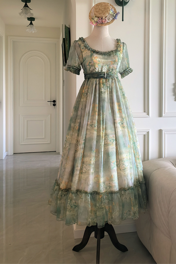 マーブルアートハイウエストマークロリータドレス