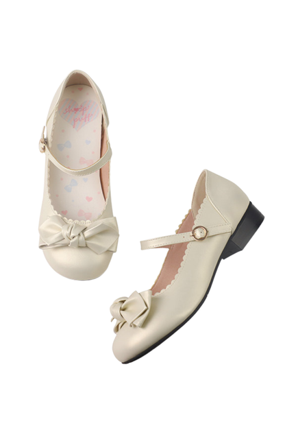Cherry Blossom Sheepskin Bow Shoes