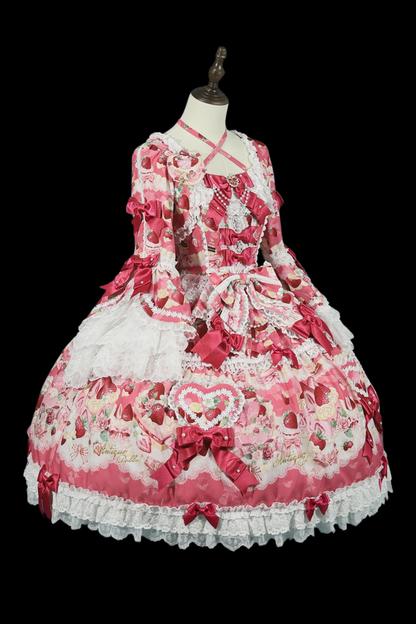 【2月27日予約締切】ストロベリーアンティークドールドレス＋フルセット＋ボンネット＋カチューシャ