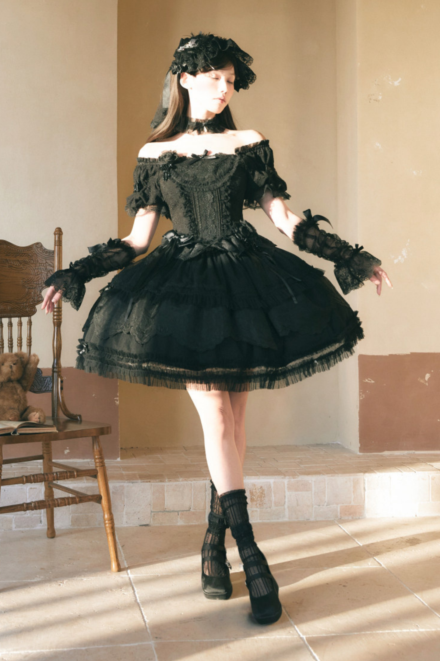 Moon River Lolita Puff Sleeve Top + Vest + Skirt