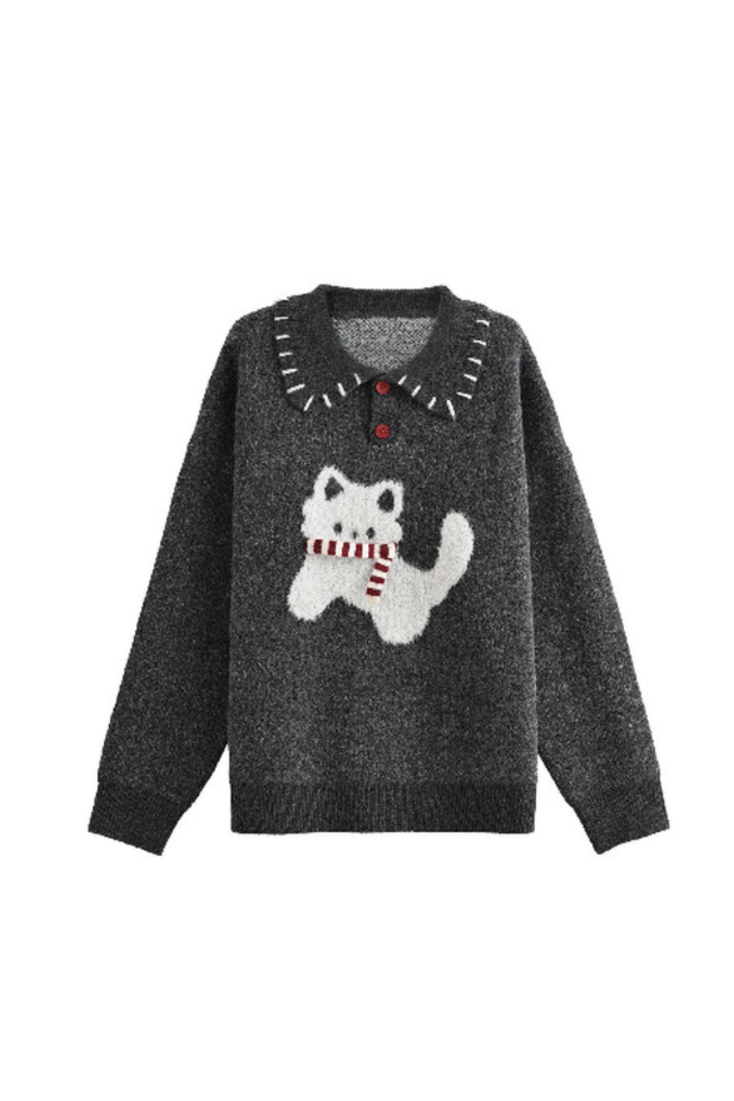 キャットニットセーター+スノーフレークカーディガン