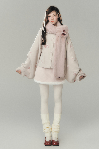 ストロベリーケーキプレッピースタイルベスト+トップス+スカート