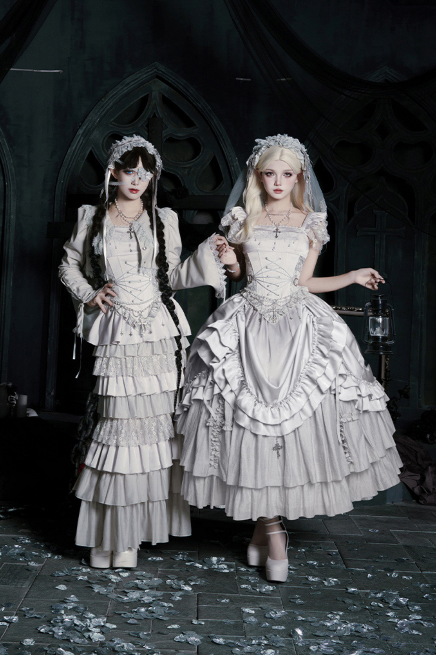 ゴシックロリータスカート+コルセット+ベール+ネックレス+ウエストチェーン